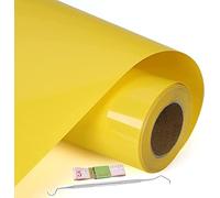 NCRGB Vinile Termoadesivo per Tessuti,Heat Transfer Vinile,Vinile Termovinile Adesivo Permanente Trasferimento Vinile,HTV Vinile per DIY Decorazioni,Indumenti e Altri Tessuti (30.5×600cm, Giallo)