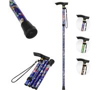 NCS35® Bastone da passeggio pieghevole, regolabile, motivo floreale, per donne e uomini, leggero, pieghevole, con punta girevole, impugnatura comoda, design antiscivolo, ideale per viaggi