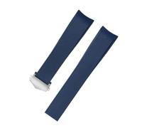 NCSAJCNX Cinturino for orologio in gomma e silicone compatibile con la serie Tag Heuer CARRERA AQUARACER, cinturino nero blu, adatto for 22 mm(Blue silver buckle)