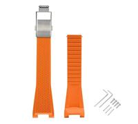 NCSAJCNX Cinturino in silicone liquido compatibile con Casio GST-W300 GST-B100 S100 110 120 Sport Fibbia pieghevole Cinturino di ricambio for orologio con viti(Orange-silver)