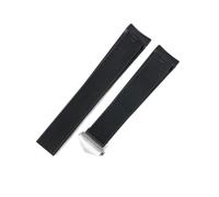 NCSAJCNX Compatibile con il cinturino Tag Strap Curved End Watch Band in morbido silicone nero a righe blu for il bracciale Grand Carrera Aquacer da 22 mm.(Black-Steel Buckle)