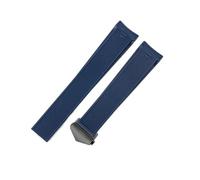 NCSAJCNX Compatibile con il cinturino Tag Strap Curved End Watch Band in morbido silicone nero a righe blu for il bracciale Grand Carrera Aquacer da 22 mm.(Blue-Black buckle)