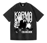 NCTCITY Uomo Donna T-Shirt in Cotone Stray Kids Karma Maglietta Vintage Lavato Camicia a Manica Corta Harajuku Blusa Tops BangChan Lee Know Changbin Hyunjin Han Felix Seungmin I.N