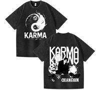 NCTCITY Uomo Donna T-Shirt in Cotone Stray Kids Karma Maglietta Vintage Lavato Camicia a Manica Corta Harajuku Blusa Tops BangChan Lee Know Changbin Hyunjin Han Felix Seungmin I.N