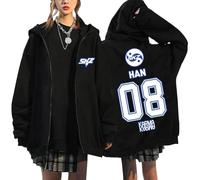 NCTCITY Zip Up Felpe con Cappuccio Casual Sweatshirts Stray Kids Karma Stampato Merch Y2K E-Girl Maglie Giacche Nero Ceremony BangChan Lee Know Changbin Hyunjin Han Felix Seungmin I.N