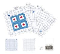 NCTNCX Set di 4 tappetini per lavorare a maglia, con 100 aghi a T, 28 cm, con linee a griglia e numeri, per Granny Square Spanner e lavorare a maglia