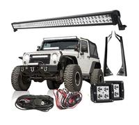 NCTPICLC Faretti Fendinebbia Per Jeep Per Wrangler Per YJ 1987-1995 Per Fuoristrada Barra Luminosa A LED 50"+2 Fari Fendinebbia 3"+Staffa Montaggio Inferiore Fendinebbia Auto