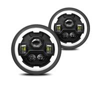 NCTPICLC Moto Fanale Faro Anteriore LED 7 Pollici Rotondo Abbaglianti/anabbaglianti DRL Indicatori Direzione Ambra Per Auto Moto(2piece)