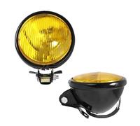 NCTPICLC Moto Fanale Faro Anteriore Moto Retrò Rotondo Supporto Placcato Per Suzuki(Black Yellow Lens)