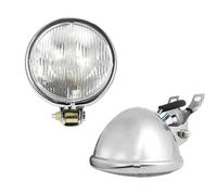NCTPICLC Moto Fanale Faro Anteriore Moto Retrò Rotondo Supporto Placcato Per Suzuki(Chrome Clear Lens)