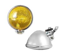 NCTPICLC Moto Fanale Faro Anteriore Moto Retrò Rotondo Supporto Placcato Per Suzuki(Chrome Yellow Lens)