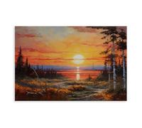 NCUDANK Poster astratto su tela con tramonto nella foresta, decorazione per camera da letto, ufficio, stanza, regalo, 30 x 45 cm