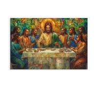 NCUDANK Poster su tela con immagine di Gesù l'ultima cena, decorazione per camera da letto, ufficio, camera da letto, regalo, 30 x 45 cm
