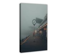 NCUDANK Poster su tela con ponticello nella nebbia, decorazione per camera da letto, ufficio, stanza, regalo, 40 x 60 cm