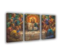 NCUDANK Poster su tela, motivo: L'ultima cena di Gesù, decorazione per camera da letto, ufficio, camera da letto, regalo, 60 x 90 cm