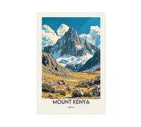 NCUDANK Poster su tela, motivo: Monte Kenya, decorazione artistica da parete per soggiorno, camera da letto, 40 x 60 cm