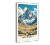 NCUDANK Poster su tela, stampa artistica da parete con immagine del Monte Kenya, per soggiorno, camera da letto, 60 x 90 cm