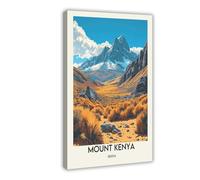 NCUDANK Poster vintage su tela, motivo: Monte Kenya, decorazione per camera da letto, ufficio, camera da letto, regalo, 20 x 30 cm