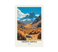 NCUDANK Poster vintage su tela, stampa artistica da parete per soggiorno, camera da letto, 40 x 60 cm, motivo: Monte Kenya