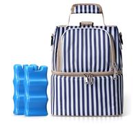 NCVI Borsa termica per latte materno con 2 sacchetti di ghiaccio, borsa per tiralatte con dispositivo di raffreddamento per 6 bottiglie, borsa termica a doppio strato, per viaggi, allattamento, asilo