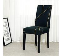 NCWANG Coprisedie con Schienale, Puzzle In Oro Nero Stretch coprisedia, Moderno Coprisedia Elastico, Facile da Pulire e Resistente per Sala da Pranzo, Decorazione per Matrimoni, Hotel,4 Pezzi