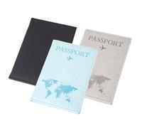 NCZCDZSW Custodia per passaporto, 3 pezzi, in pelle PU, resistente all'usura, passaporto, passaporto, passaporto, passaporto, passaporto, carta d'identità, nero, azzurro, ciano, Mäßig, Moderno