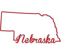 ND343R State of Nebraska Script Decal Sticker | 5.5-Inches by 2.7-Inches | Premium Quality Red Vinyl