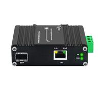 Ndarepoo Mini convertitore multimediale compatto di livello industriale con 1 porta Gigabit 10/100/1000Mbps Ethernet e 1 porta SFP 30W PoE+ DIN Rail/Montabile a parete Ruggedized per temperature