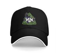 NDBQEYIFV Il Corvo della Tripla Dea Morrigan - Streghe Luna con Nodo Celtico Triquetra e Cappello da Baseball Triskelion (Variante Verde)