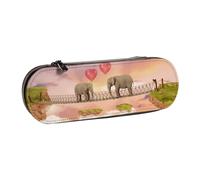 Nddcedew Astuccio carino per bambini adolescenti in pelle con cerniera sacchetto elefante su un ponte stampa studente cancelleria borsa portapenne custodia organizer portatile, Nero , Taglia unica,