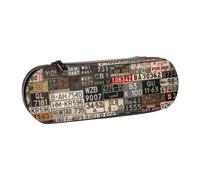 Nddcedew Astuccio carino per bambini adolescenti in pelle con cerniera sacchetto vecchia targa stampa studente cancelleria borsa portapenne organizer portatile, Nero , Taglia unica, Zaino per la