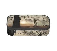 NDDCEDEW Astuccio con stampa alba di grande capacità, con cerniera, astuccio per studenti, astuccio carino per ragazze e ragazzi adolescenti astuccio per la scuola, Nero , Taglia unica, Astuccio per
