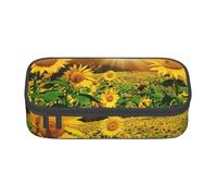 NDDCEDEW Astuccio con stampa di girasoli sotto le nuvole, grande capacità, con cerniera, astuccio per studenti, astuccio carino per ragazze e ragazzi adolescenti astuccio per la scuola, Nero , Taglia