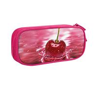 NDDCEDEW Astuccio divertente con ciliegie rosse stampate, grande capacità, astuccio per studenti astuccio carino per ragazze e ragazzi adolescenti astuccio per la scuola nero, blu, rosa, rosa, Taglia