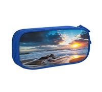 NDDCEDEW Astuccio divertente con stampa di alba sul mare, grande capacità, astuccio per studenti, astuccio carino per ragazze e ragazzi adolescenti astuccio per la scuola nero, blu, rosa, Blu, Taglia