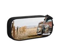 NDDCEDEW Astuccio divertente con stampa di auto antica, grande capacità, astuccio per studenti, astuccio carino per ragazze e ragazzi adolescenti astuccio per la scuola nero, blu, rosa, Nero , Taglia