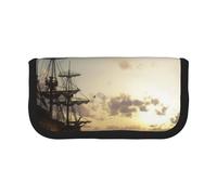 NDDCEDEW Astuccio per matite con scritta "Ship in The Lake Sunset", grande capacità, per studenti e ragazze, per ragazze e ragazzi, per la scuola, divertente astuccio organizer, Nero , Taglia unica,