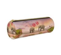 NDDCEDEW Astuccio per matite per studenti con stampa elefante su un ponte, in pelle, con cerniera, astuccio per cancelleria per bambini, astuccio per penne scolastiche, organizer portatile per