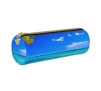 NDDCEDEW Astuccio per matite per studenti con stampa tropicale Sunny Beach in pelle con cerniera Astuccio per matite per bambini Borsa per cancelleria per la scuola Astuccio portapenne portatile