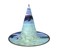 NDDCEDEW Balene che saltano i cappelli di Halloween della stampa dei cappelli del mago della strega per il cosplay delle feste
