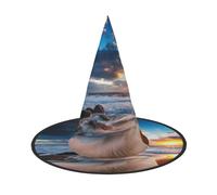 NDDCEDEW Bella alba sui cappelli del mago della strega dei cappelli di Halloween della stampa del mare per il cosplay delle feste
