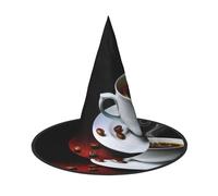 NDDCEDEW Caffè caldo con i cappelli del mago della strega dei cappelli di Halloween della stampa del chicco di caffè per il cosplay delle feste