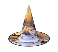 NDDCEDEW Cane che cattura fagiano stampa cappelli di Halloween strega mago cappelli per feste Cosplay