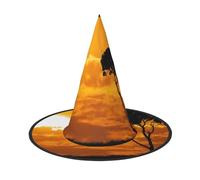 NDDCEDEW Cappelli africani del mago della strega dei cappelli di Halloween della stampa del tramonto dell'erba per il cosplay delle feste