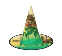 NDDCEDEW Cappelli da strega del mago della strega dei cappelli di Halloween della stampa dell'albero del cocco di estate per il cosplay di feste