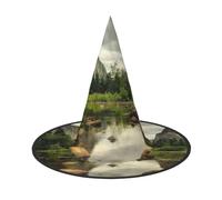 NDDCEDEW Cappelli del mago della strega dei cappelli di Halloween della stampa del paesaggio del parco per il cosplay delle feste