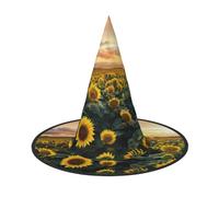 NDDCEDEW Cappelli del mago della strega dei cappelli di Halloween della stampa del terreno agricolo del girasole per il cosplay delle feste