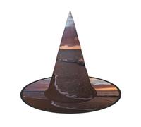 NDDCEDEW Cappelli del mago della strega dei cappelli di Halloween della stampa del tramonto della spiaggia per il cosplay di feste