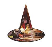 NDDCEDEW Cappelli del mago della strega dei cappelli di Halloween della stampa della cantina del vino rosso per il cosplay delle feste