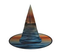 NDDCEDEW Cappelli del mago della strega dei cappelli di Halloween della stampa della spiaggia del tramonto per il cosplay di feste